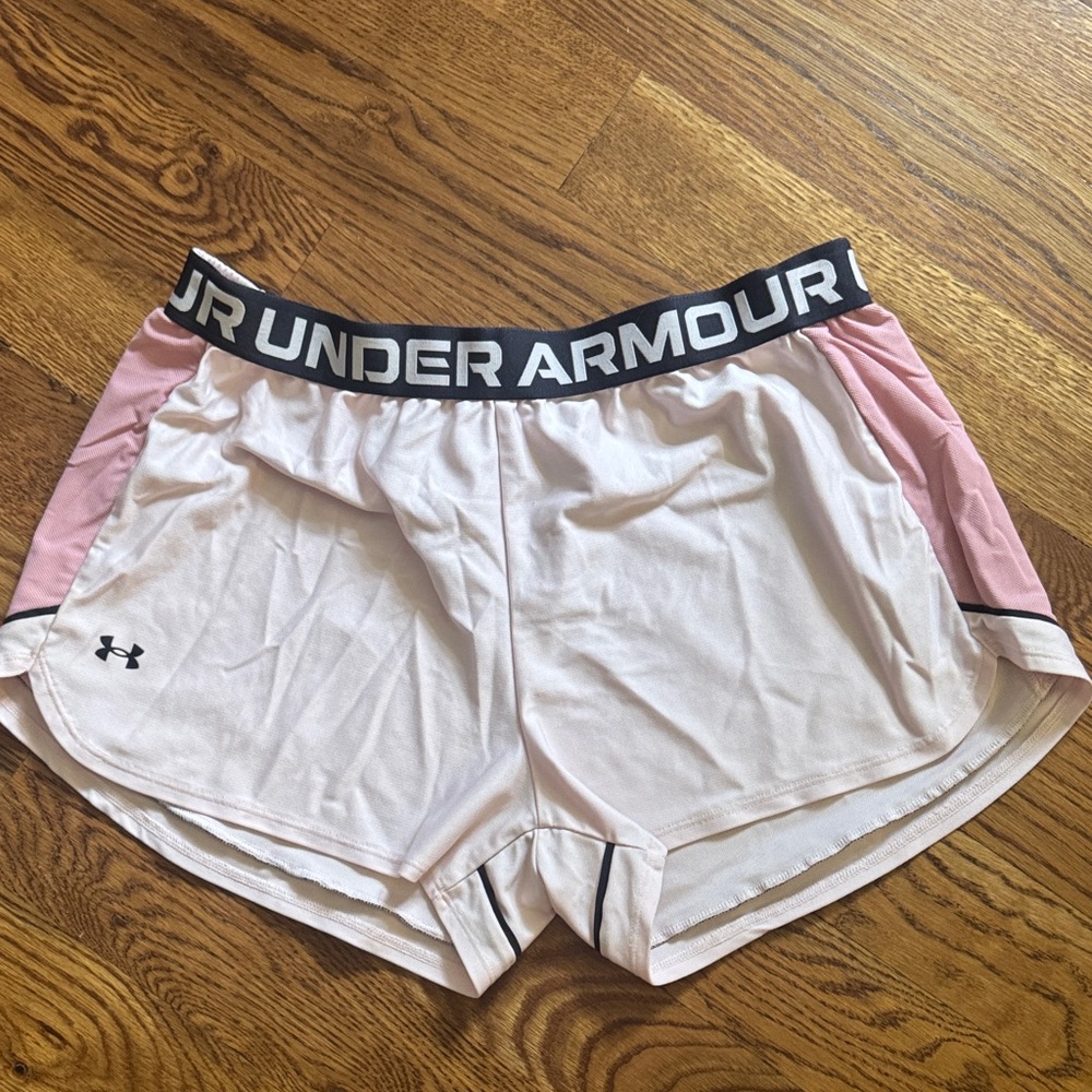 Under Armour Women's Athletic Shorts in Pink and White